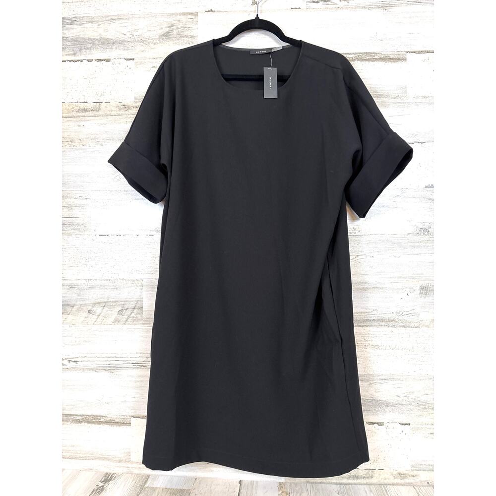 Natori Womens S Black Solid Knit Crepe Mini T Shirt Dress NWT Casual